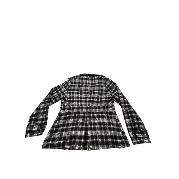Black Lipstick Womens Large Plaid Wool Blend Peacoat Double-breasted Jacket - Picture 2 of 10